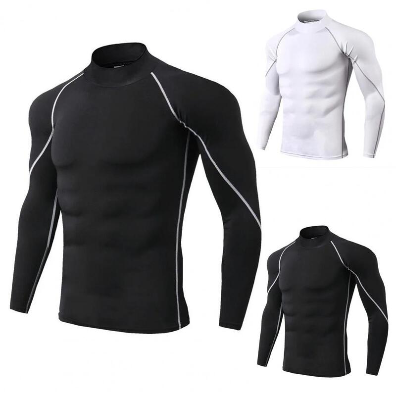 Simple Line Trim Sleeve Edge Top for Men Stylish Men's Compression Tops for Gym Workouts Sports Quick Dry Trendy Comfortable