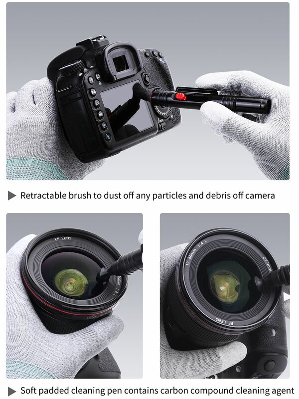 K & F Concept Lens penna per la pulizia a spazzola morbida retrattile per fotocamere filtri per lenti schermi del sensore strumento per la pulizia della polvere