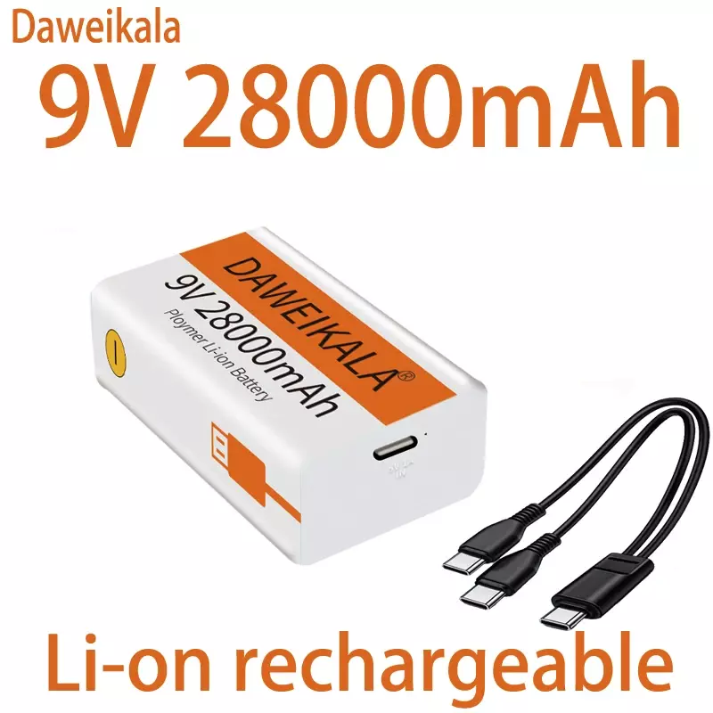 2023 9 V 28000mAh batteria ricaricabile agli ioni di litio Micro batterie USB 9 V litio per multimetro microfono giocattolo telecomando uso KTV