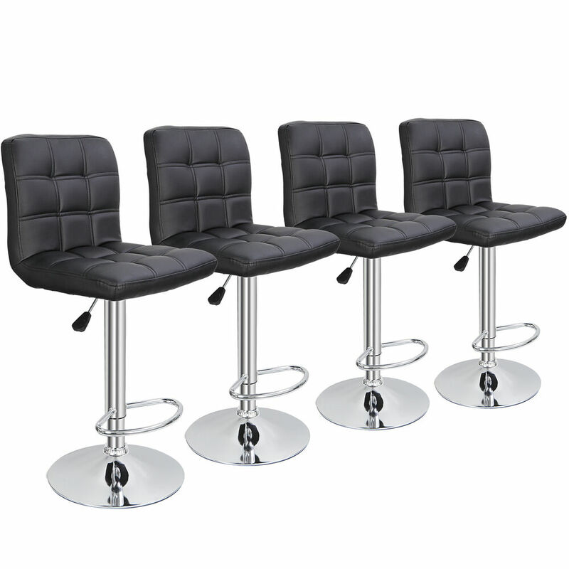 Набор из 4 регулируемых современных поворотных барных стульев, столешницы для обеденного стула, черного цвета