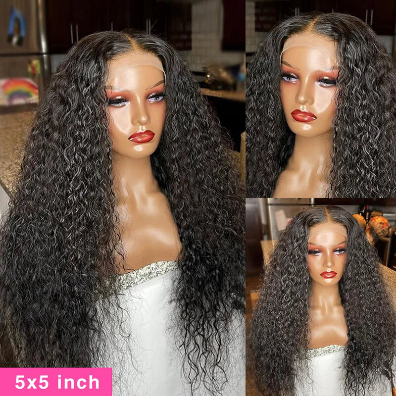 Curly Lace Closure Wigs Human Hair Wigs For Black Women 5x5 Lace Front Human Hair Wig Deep Curly Pre Plucked With Baby Hair