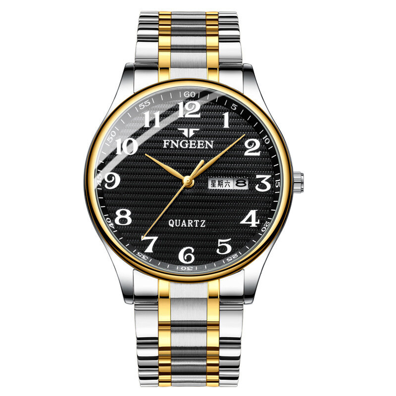 Uthai-高齢者向けメンズクォーツ時計、防水、カレンダー、グロー、女性用腕時計、大型ダイヤル、カップル用時計