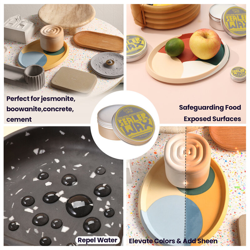 Boowan Nicole Jesmonite Sealer Wax Sets, Elevate Color, Natural Food Grade, Gesso De Concreto De Gesso