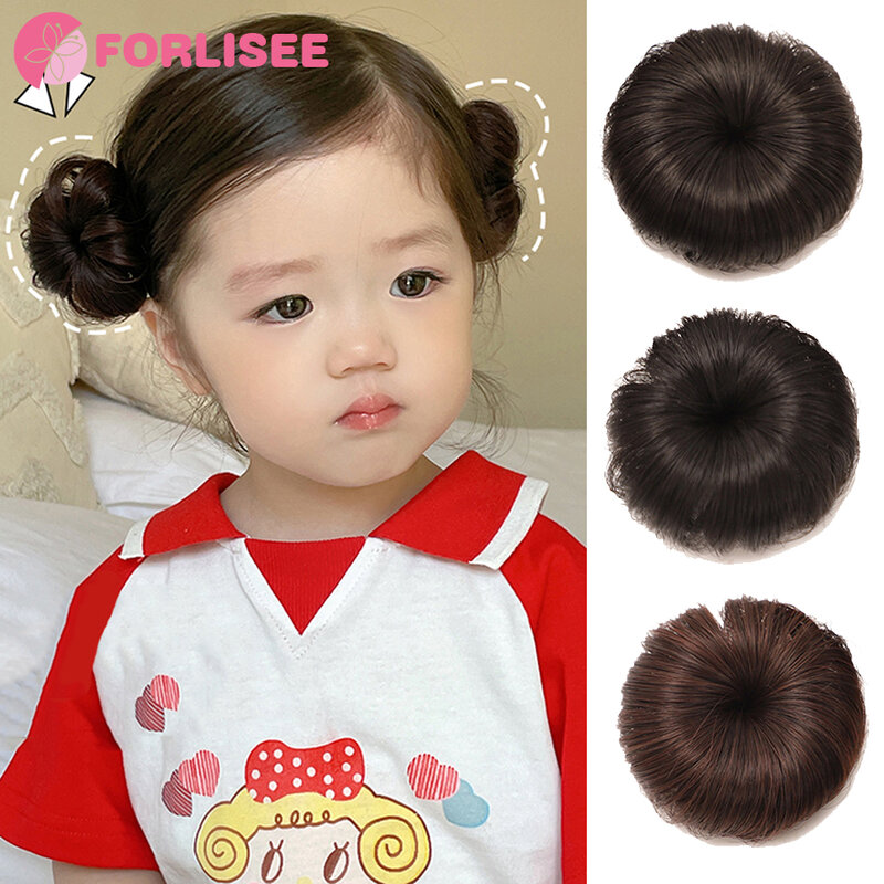 FORLISEE accesorios para el cabello de estilo antiguo para niños, bolsa de peluca con cabeza de bola, anillo de peluca, moño, horquilla de flor, bolsa de cabello liso