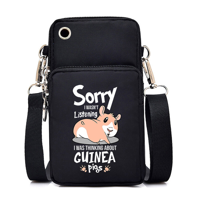 Guinea Pigs Make Me Happy Graphic Mini Mobile Phone Bag Female Cartoon Animal Arm Purse Shoulder Bag Guinea Hand Bags for Women