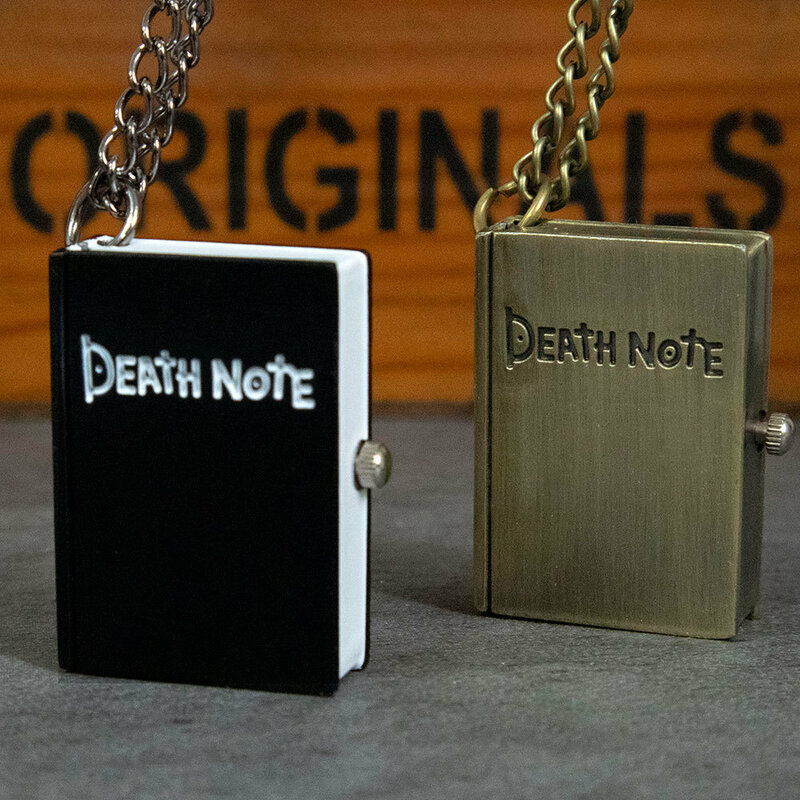 Anime japonês Death Note Livro Quartz Pocket Watch para homens e mulheres, colar antigo relógio de corrente, pingente de corrente