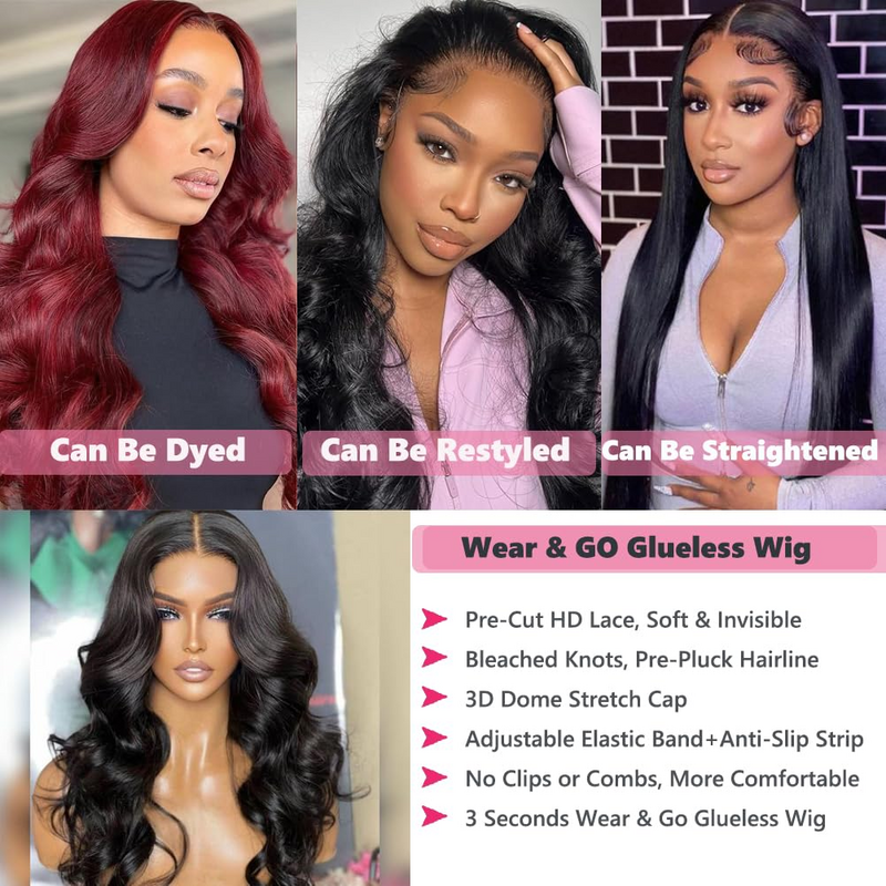 Wear And Go Glueless Wig Human Hair Pre Plucked For Women Pre Cut 13x6 Hd Lace Body Wave Lace Front Wigs On Sale Ready To Wear