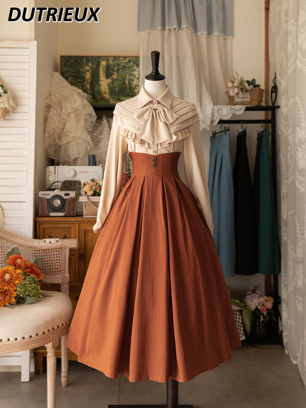 Faldas informales de línea A para mujer, faldas largas simples y elegantes de Color sólido, moda que combinan con todo, primavera y otoño, novedad de 2024