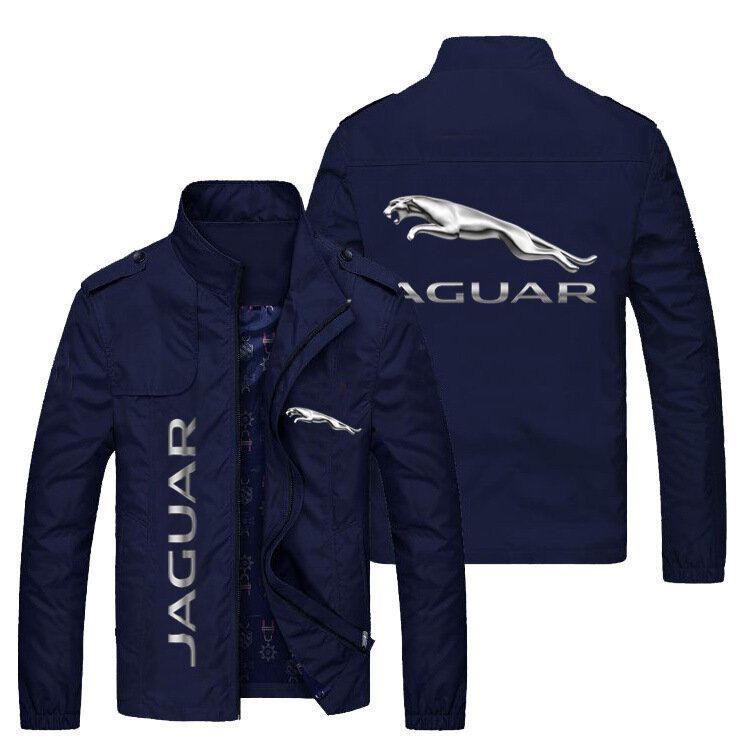 Куртка мужская демисезонная на молнии с воротником-стойкой и логотипом Ягуара