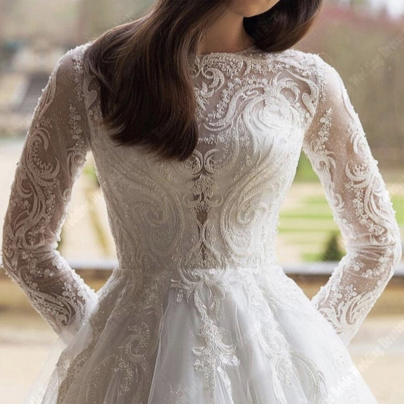 Женское свадебное платье It's yiiya, белое фатиновое платье трапециевидной формы с длинными рукавами и кружевами на лето 2024