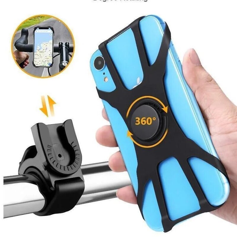 Universal Silicone Bicycle Phone Holder Motorcycle for IPhone 13 pro max 7 8 plus X Xr Mobile Phone Stand Bike GPS Clip Mount