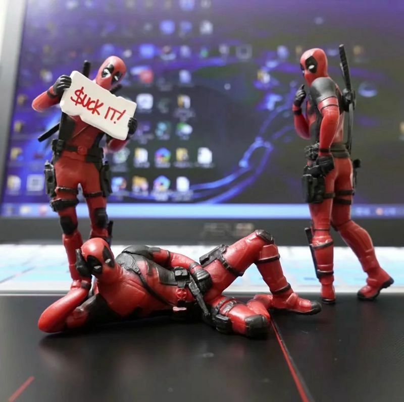 Figuras de acción de Deadpool para decoración de escritorio, juguetes de modelo de Marvel, 8cm, X-MAN, 6 unidades
