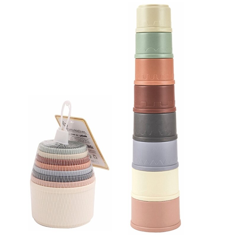 Baby Stacking Cup Toys Baby Early Educational Toys Stacking Tower Montessori Toys Baby Bath Toys Children Gift Dropshipping