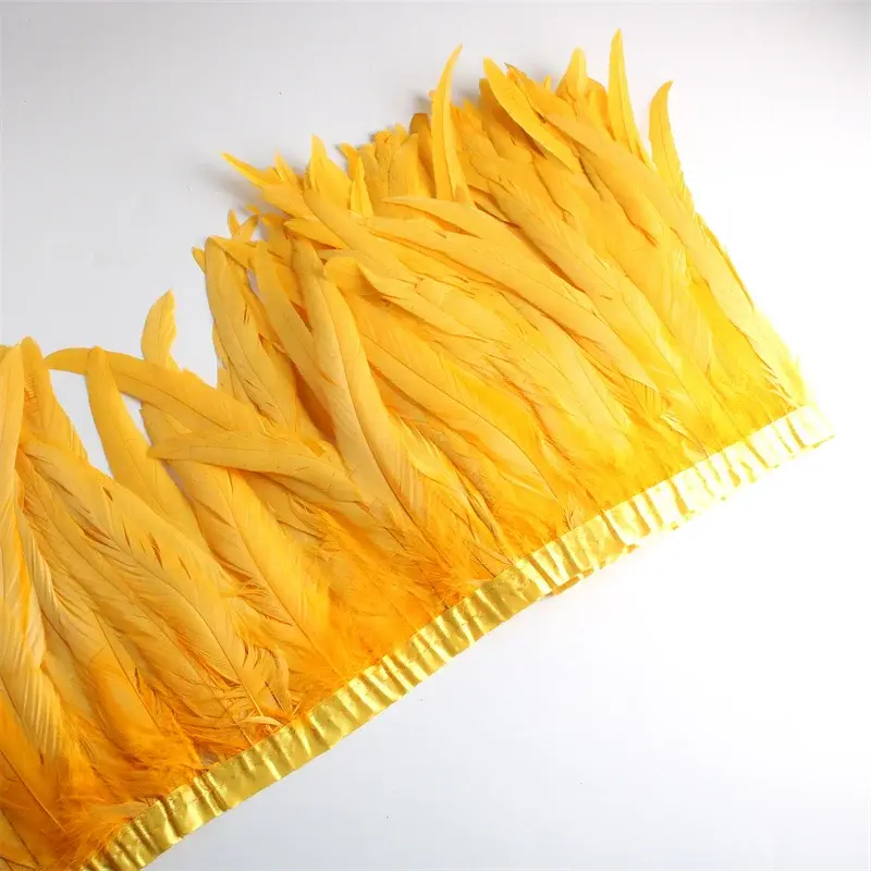 10Yard/lot Rooster Tail Feathers Trims for Needlework DIY Handicrafts 25-30cm Feather Fringes for Clothes Carnival Accessories
