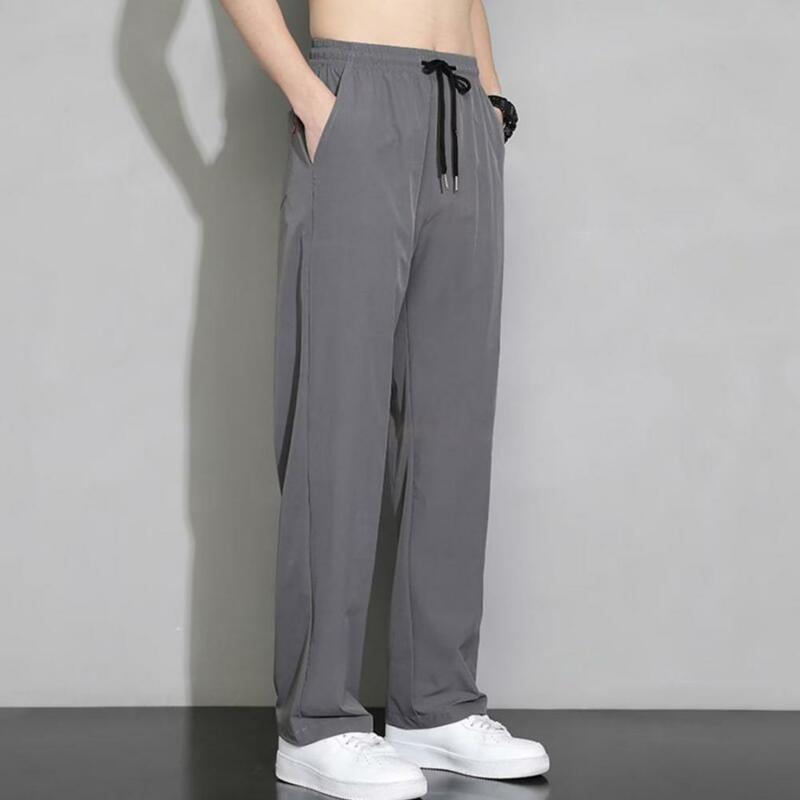 Pantalones de diseño con bolsillo lateral para hombre, Pantalón deportivo informal de secado rápido con bolsillos laterales, cintura con cordón para gimnasio