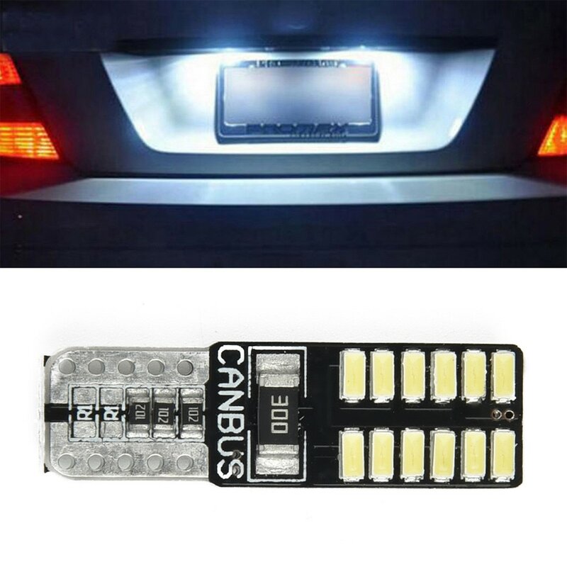 10 buah 194 W5W T10-3014-24SMD LED Canbus bebas kesalahan lampu pelat nomor mobil tahan lama untuk menggunakan tipe soket