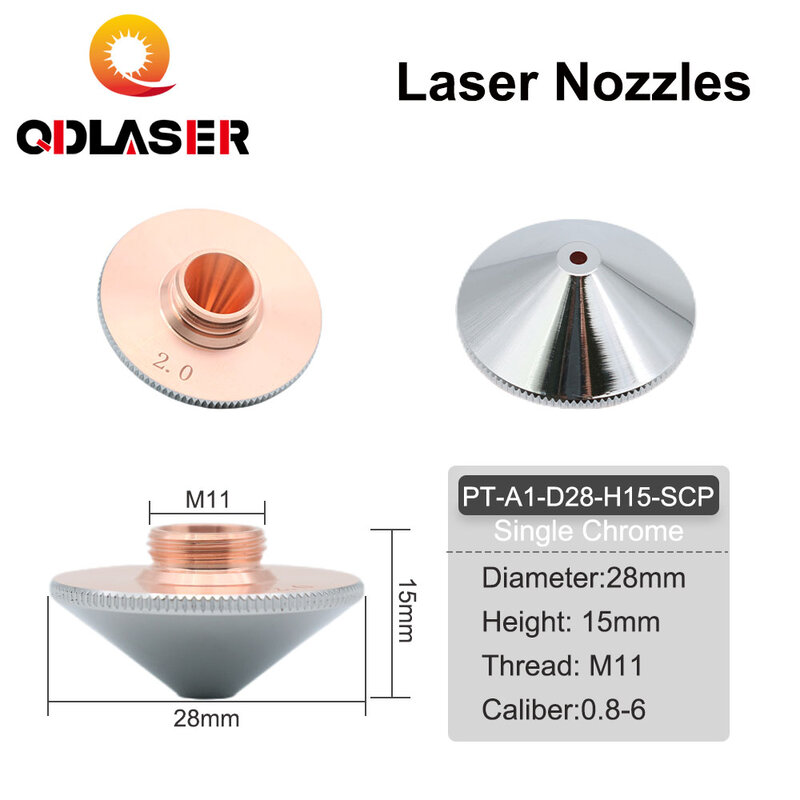 QDLASER Laser Single/double nozzle Dia.28mm Height 15mm Caliber 0.8 - 6.0mm for Precitec WSX Raytools Fiber Laser Cutting Head