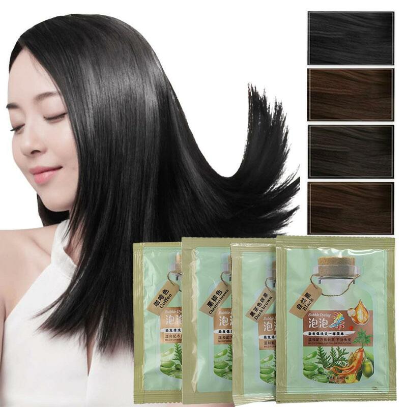 Shampoo 10pcs Bubble Natural Plant Hair Dye Long-lasting Hair Шампунь Hair Волос Effective And Color Для Coloring Convenien A2l3