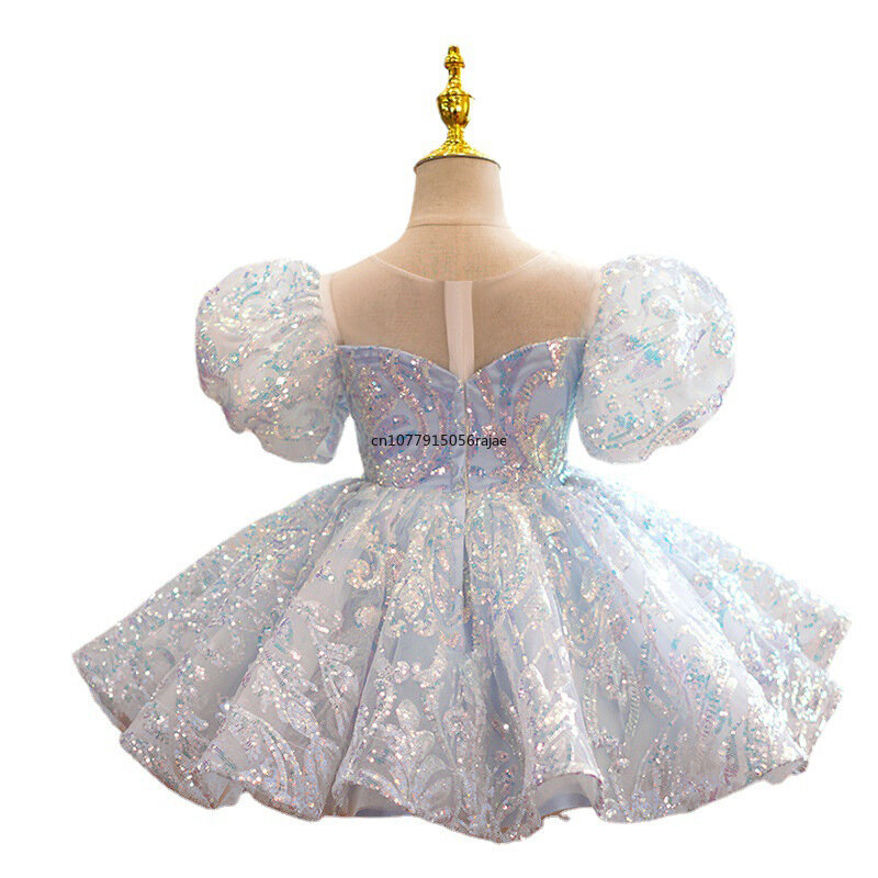 Bling liliowy cekinowy suknia wieczorowa księżniczki dla dziewczynek urodzinowe paradne sukienka imprezowa dla dzieci 2-14 lat urocza