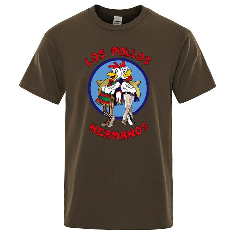 Camiseta con estampado de LOS POLLOS Hermanos para hombre, camisa de manga corta informal a la moda, de algodón, transpirable, de verano
