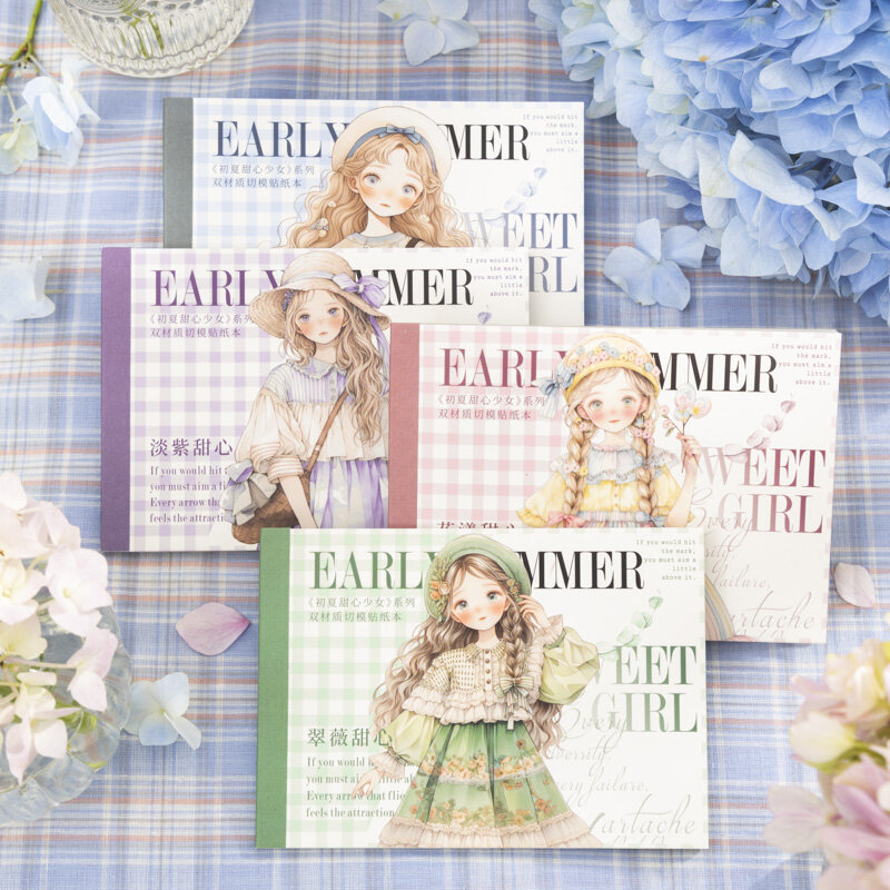 علامات سلسلة فتاة حبيبة أوائل الصيف ، ملصق زخرفة ألبوم الصور ، 4 حزم لكل مجموعة