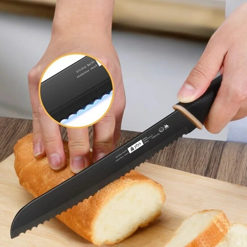 Cuchillo de pan a prueba de óxido, cuchillo dentado de acero inoxidable para rebanar Baguettes y sándwiches, cuchillo para rebanar tostadas en casa