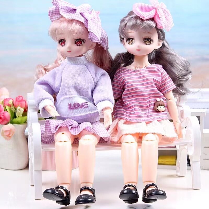 30cm Kawaii BJD Doll Girl 6 Points Joint Movable Doll with Fashion Clothes Soft Hair Dress Up Girl Toys Birthday Gift Doll New