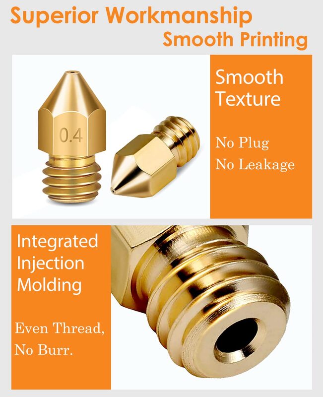 HzdaDeve 1 3D Printer Extruder Nozzle 5 /30 PCS 0.4mm MK8 Brass Extruder Head Hotend Nozzle for Ender 3 /CR 10 Series 3D Printer