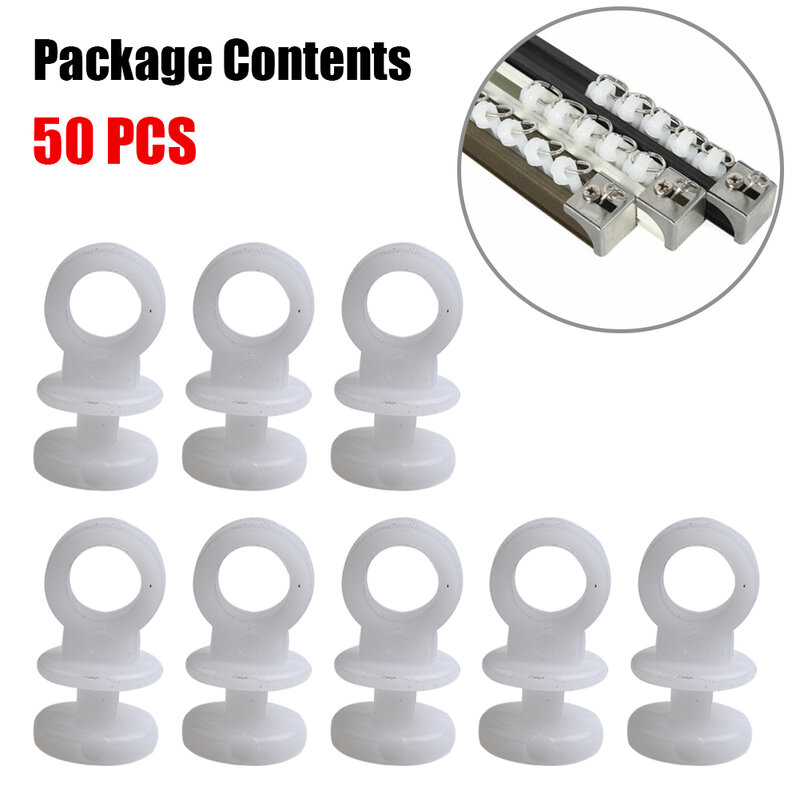 Durable Hot Sale Newest Useful Curtain Track Gliders Runners White 50X Caravan Boat Curtain Fit For Camper Plastic