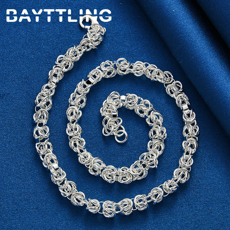 925 Sterling Silver 18 Inches Beautiful Knotted Chain Necklace For Men Women Fashion Hip Hop Party Jewelry Gifts Accessories