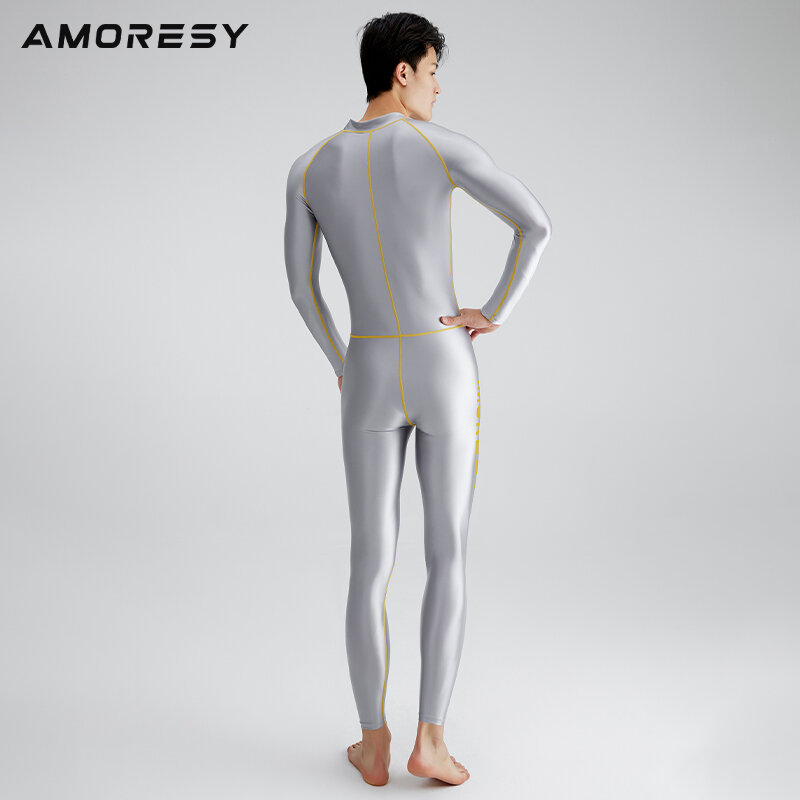 Armorosy Seri Apollo Ritsleting Depan Lengan Panjang Olahraga Fitness Yoga Glossy Bodysuit Multifungsi