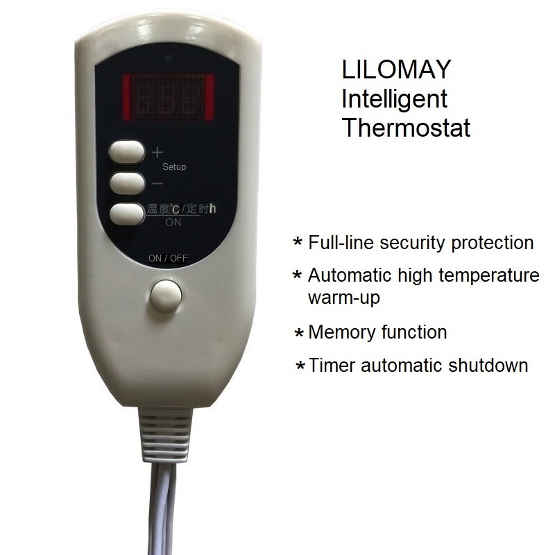 بطانية كهربائية تحكم في درجة الحرارة ، مفتاح ضبط الوقت ، العرض الرقمي ، ترموستات الإلكترونية الذكية