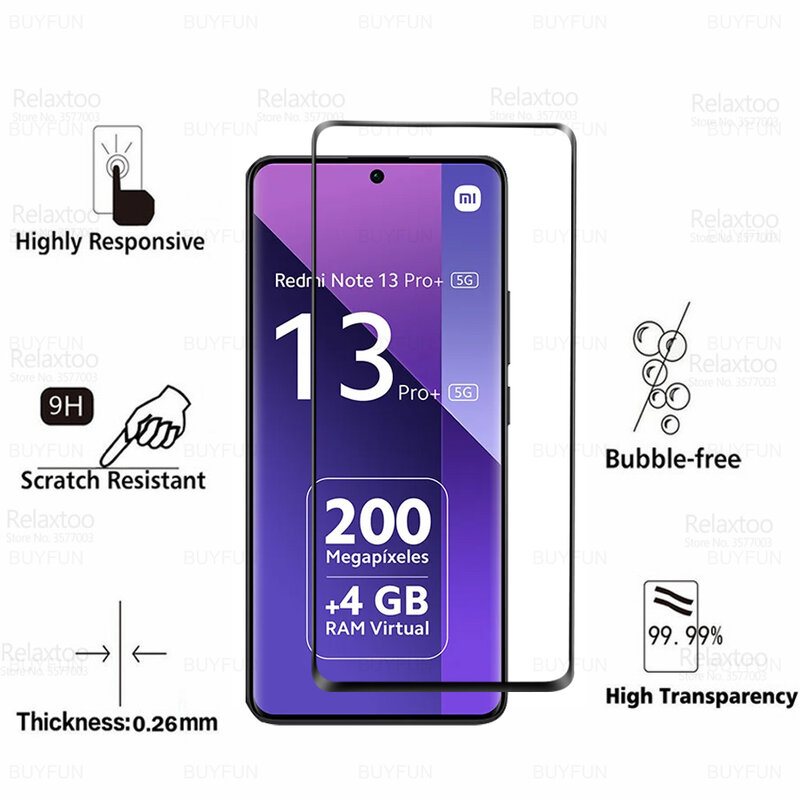1-3Pcs 9H Curved Tempered Glass For Xiaomi Redmi Note 13 Pro+ 5G Screen Protector Redmy Note13 Pro Plus Note13ProPlus 13 ProPlus