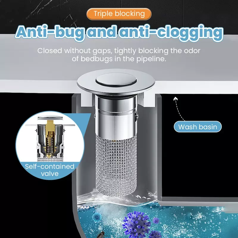 Tapón colador de drenaje de fregadero emergente, tapón de fregadero de baño, filtro de drenaje de núcleo de lavabo Universal para ducha de 8mm de profundidad