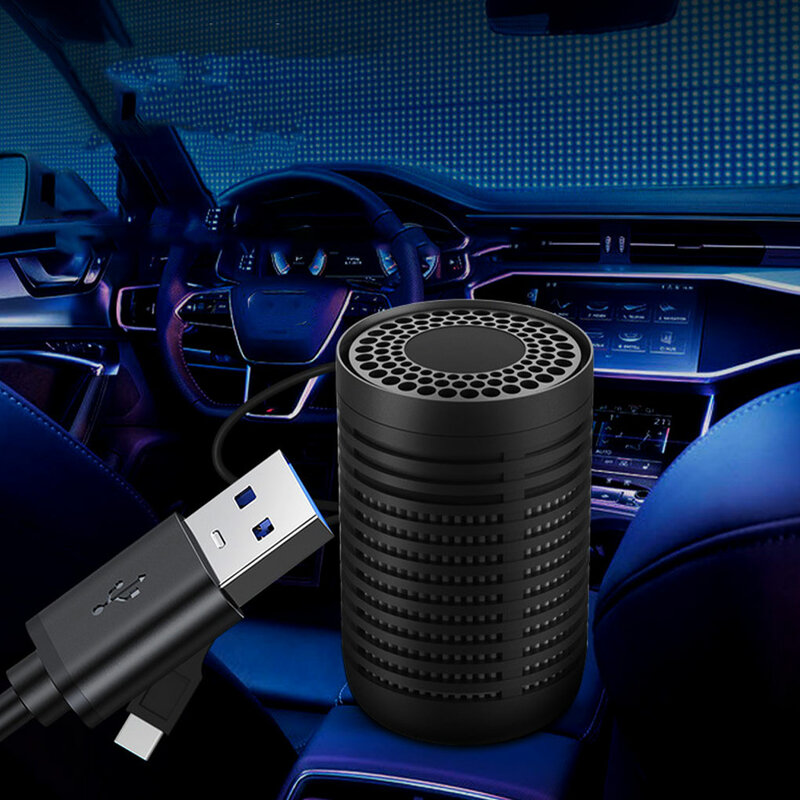 Low Noise Operation Car Air Purifier With Convenient USB Interface Magnetic Motor ABS Remove Odor