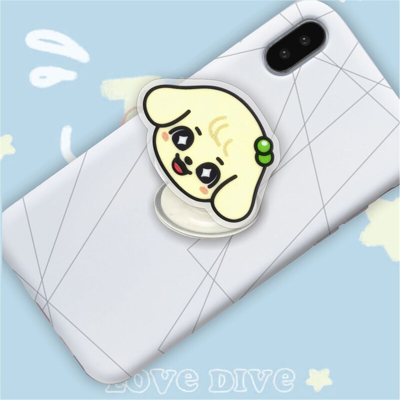 Wonyoung LIZ Rei Leeseo Yujin Kpop IVE Acrílico Criativo Cartoon Phone Holder, suporte circundante retrátil transparente