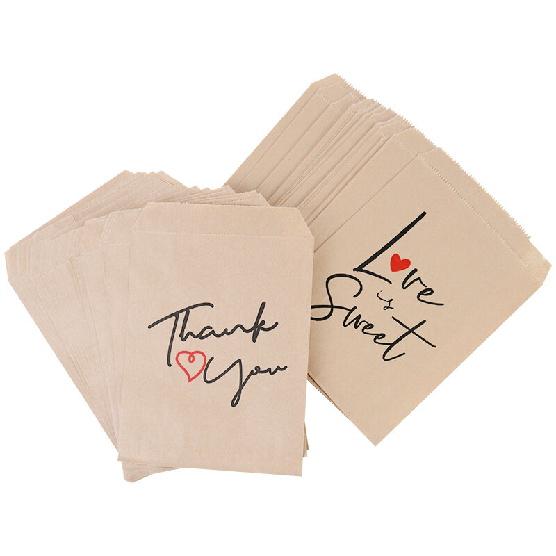 100 confezioni di sacchetti di carta per regalo 18cm di carta Kraft grazie sacchetti di caramelle regalo per Baby Shower forniture di nozze di compleanno