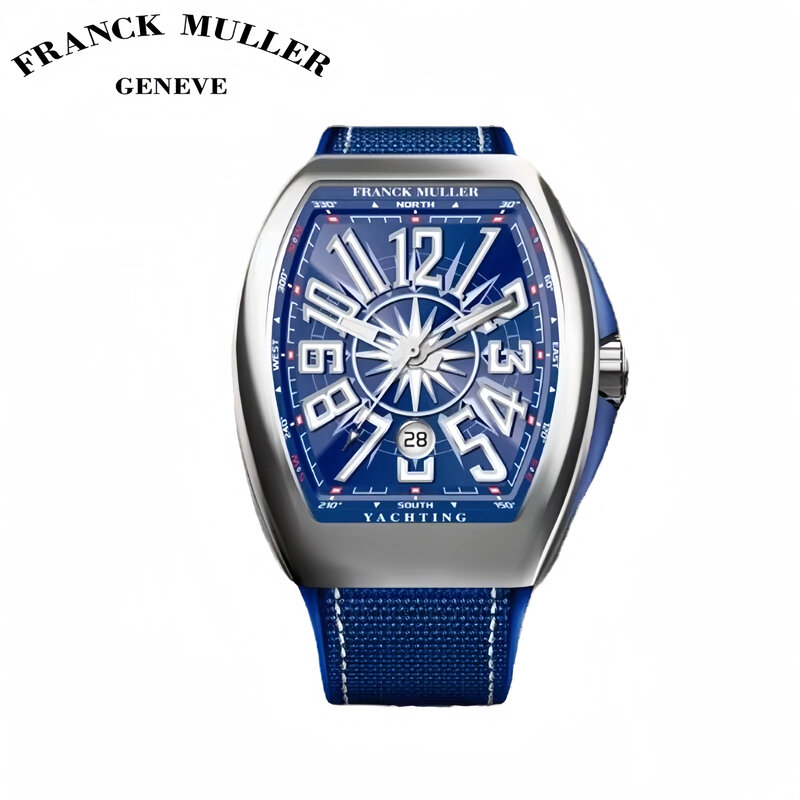 Frck Muller นาฬิกาผู้ชาย V45ใหม่, นาฬิกาแฟชั่นนาฬิกากลไกอัตโนมัติแบรนด์หรูนาฬิกาผู้ชายกันน้ำได้