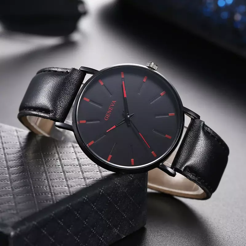 Sprzedający Ultra cienki pas prosty męski zegarek kwarcowy