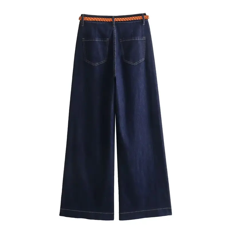 Женские джинсы на молнии, модные повседневные свободные джинсы в стиле ретро, тонкие широкие джинсы с боковым карманом, 2024