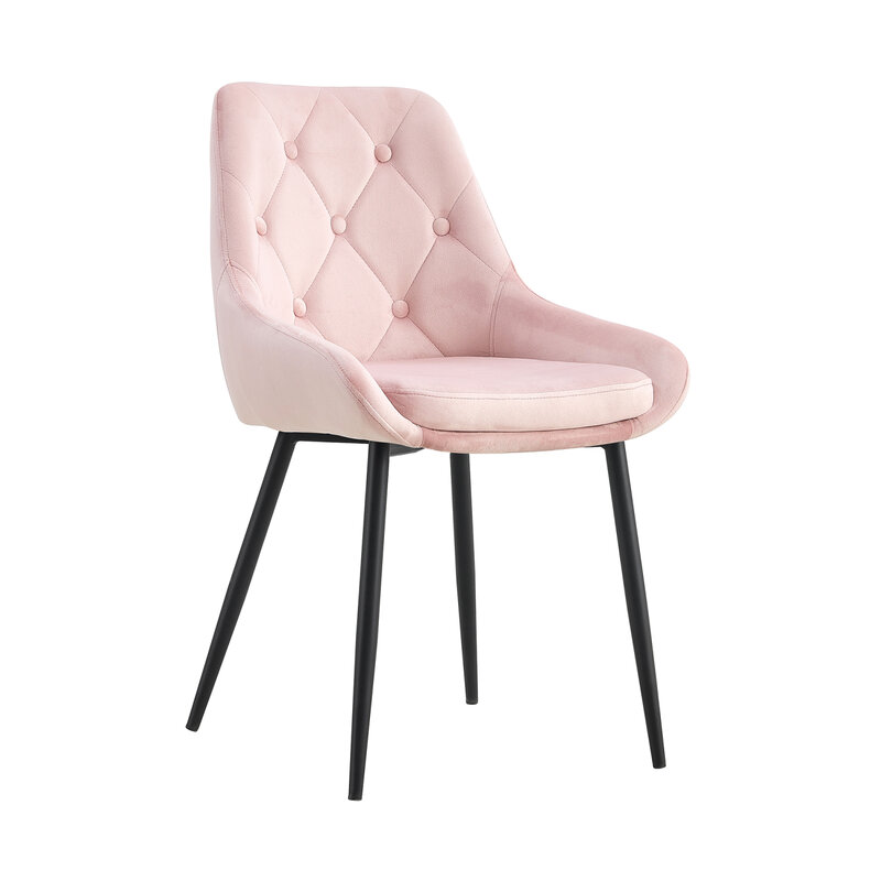 Sillas de comedor de terciopelo rosa, sillón tapizado de tela con patas negras, muebles modernos para el hogar, sala de estar