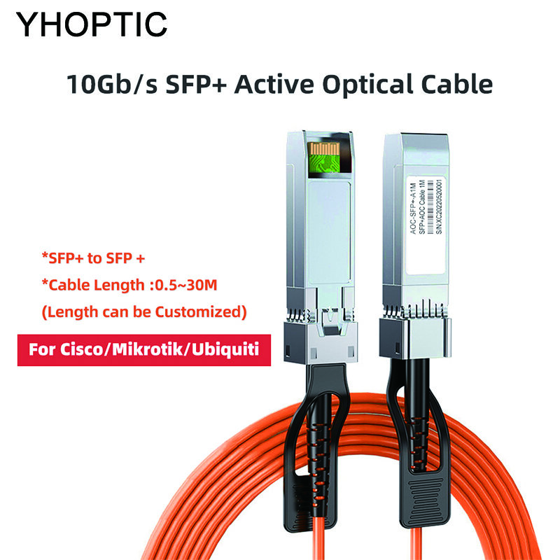 Kabel AOC 10GB SFP OM2 3/5/7/10/20M aktywny kabel optyczny SFP 10GB ASE (AOC) dla Cisco,MikroTik,Ubiquiti... itp. przełącznik światłowodowy