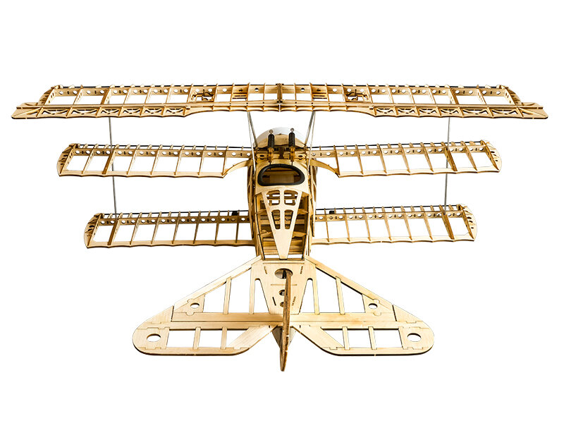 Model pesawat RC Balsawood potongan Laser, DIY kekuatan listrik Fokker 770mm lebar sayap Kit bangunan kayu/pesawat kayu