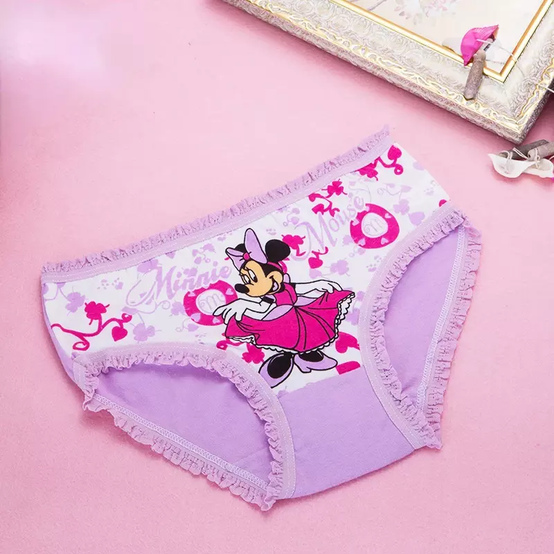 디즈니 미키 소녀 어린이 속옷, 만화 귀여운 고양이 패턴, 언더팬츠 면, 부드러운 어린이 복서 브리프, 아기 팬티 선물, 세트 당 3 개