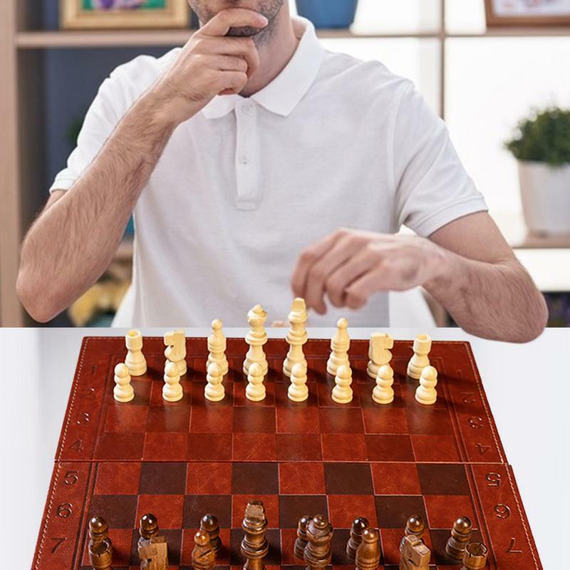 Placa de xadrez portátil para adultos, Conjunto de xadrez dobrável, Xadrez dobrável, Jogos de estratégia familiar