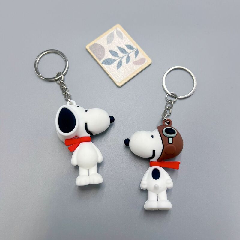 Snoopy Kawaii Charlie coklat kreatif lembut plastik gantungan kunci boneka kartun tas sekolah liontin lucu gantungan kunci mobil liontin