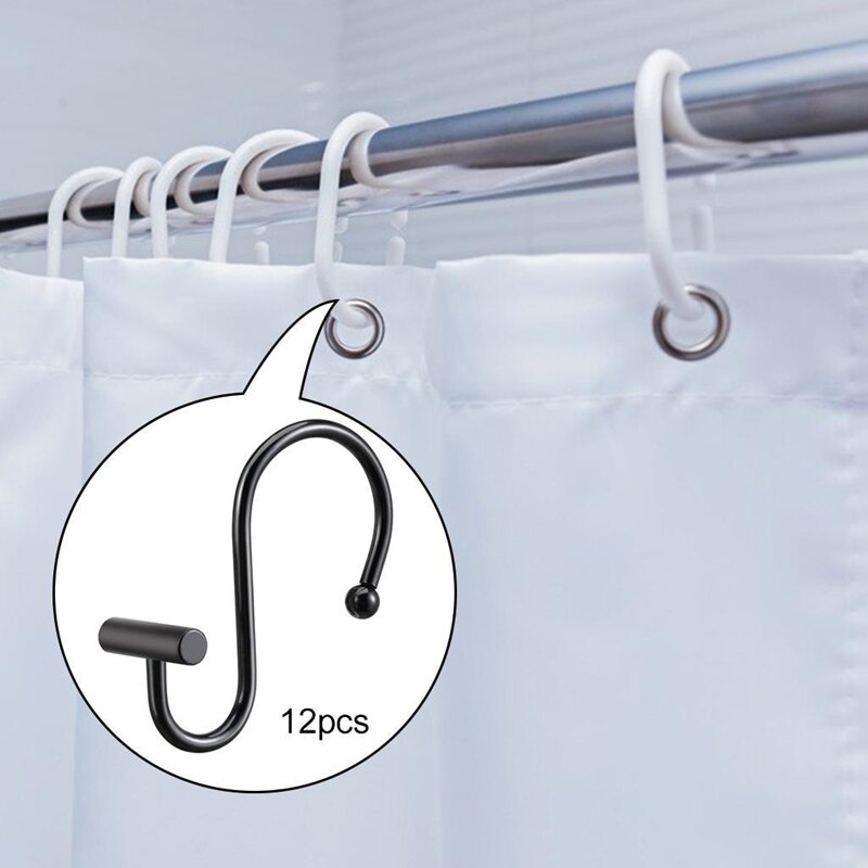 Dusch vorhang Haken rostfreie Dusch vorhang Ringe für Bad Dusch vorhang Haken Kleiderbügel schwarz Metall