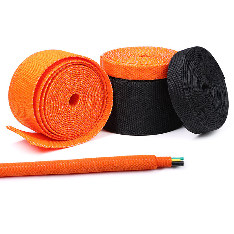 Heat Shrink Braided Cable Sleeve 6~100mm Insulation Flam Retardant Wire Wrap Sheath Protection PET Auto Line Organizer