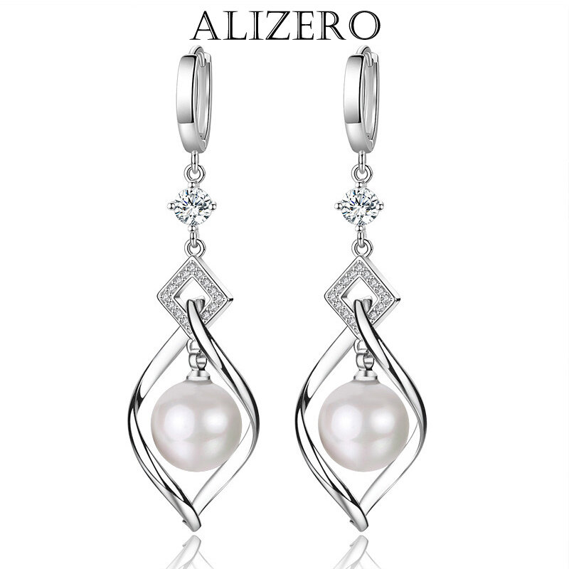 Alizero Sterling Silber aaa Zirkon natürliche Perlen ohrringe für Frauen Mode wunderschöne Hochzeit Verlobung feier Schmuck