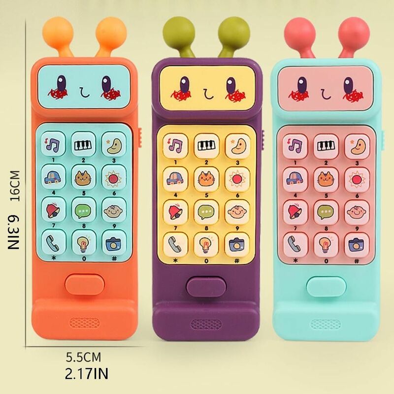 Available in Three Colours Baby Phone Toy Teether Simulation Fake Phone Infant Early Educational Toy Voice Toy ABS